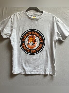 Bape A Bathing Ape Womens White Year of the Tiger Graphic T Shirt Small